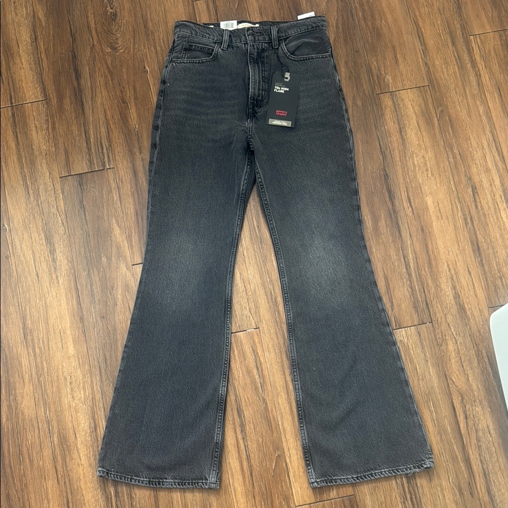 Levi's Black Flare Wide Leg Jeans Premium Denim